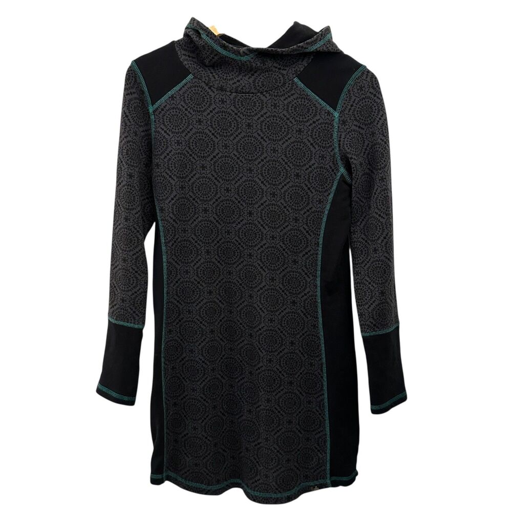 Prana Grey Blue‎ Roma Hooded Long Sleeve Sweater Tunic Dress Organic Size S